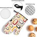 Mid Century Modern Retro Oven Mitts and Pot Holders Sets of 3 Vintage Decorative Heat Resistant Non Slip BBQ Gloves for Cooking Grilling Baking Kitchen Decor