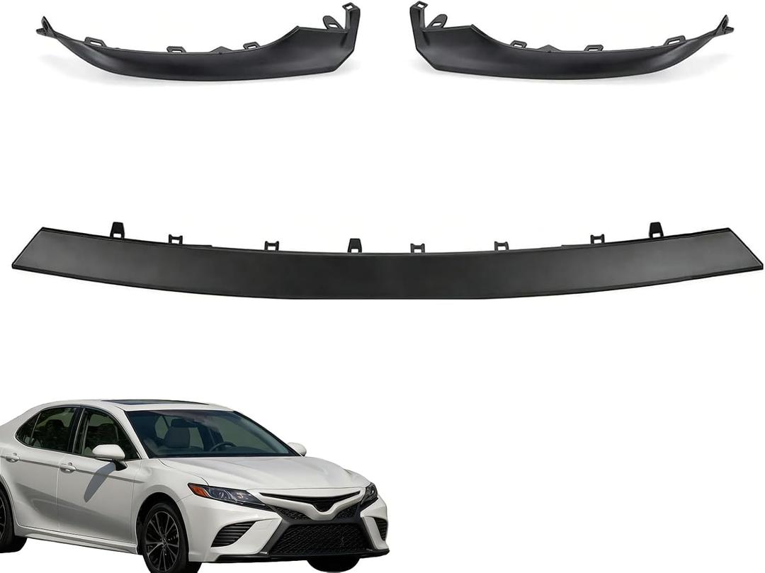 3Pcs Front Bumper Lower Grille Trim For 2018-2020 Toyota Camry SE XSE 18 19 20 Camry Front Lower Bumper Guard Middle & Left & Right Side 5312206040 (Matte Black)