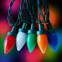 SUNSGNE C7 LED Christmas Lights - 26FT Colored Christmas Lights with 50 Multicolor LED Bulbs for Xmas Indoor Outdoor Holiday Party Roofline Backyard Garden Patio Tree Decor