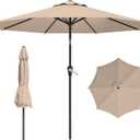 9 FT Patio Umbrella for Outdoor, Outdoor Table Umbrella with Push Button Tilt and Crank, Outdoor Patio Umbrellas with 8 Sturdy Ribs for Market, Garden, Pool (Beige)