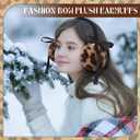 3 Pack Winter Leopard Ear Muffs Gifts for Women Leopard Ear Coverings with Satin Bow Cheetah Soft Earmuff Faux Fur Gifts for Woman Friends Family Coworker Winter Outdoor Cold Weather Warmer