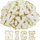 ASTARON 26 Pcs Self Adhesive Letter Patches Chenille Letters Stickers, A-Z Embroidered Applique Patches Alphabet Cloth Patch for Clothes, Bags, Hat, Phone Case, DIY Accessories (White)