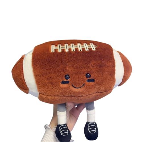 XIZHI 12" Cute Football Plush Toys Soft Stuffed Sport Throw Pillow Plush Ball Gift for Kids Birthday and Christmas Decoration (Rugby)
