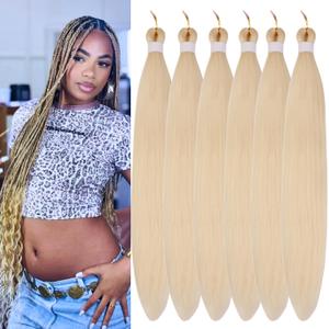 Blonde Braiding Hair Pre Stretched 613# Blonde Pre Stretched Braiding Hair 26 Inch 6 Packs Hypoallergenic Synthetic Hair Extension for Braids
