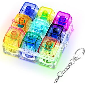 LED Light Keyboard Fidget Toy for Adults Kids, Glow Keyboard Fidget Keychain Stress Relief Keyboard Decompression Button Finger Clicker Toys, Button Fidget Gifts to Relief Stress(Transparent-Colorful)