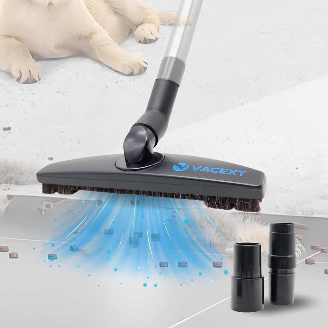 Upgraded Hardwood Floor Attachment with Horse Hair Soft Bristles & Flexible Brush Head for Vacuum Cleaners Using 1 '' (1.25inch) (32mm) Accessories - Work on Low Carpet & Wood/Bare/Tile/Hard Floors