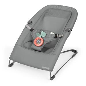 Ingenuity Stow & Go Compact Folding Baby Bouncer, Lightweight Portable Seat with Vibration, Grey, Under 5 lbs