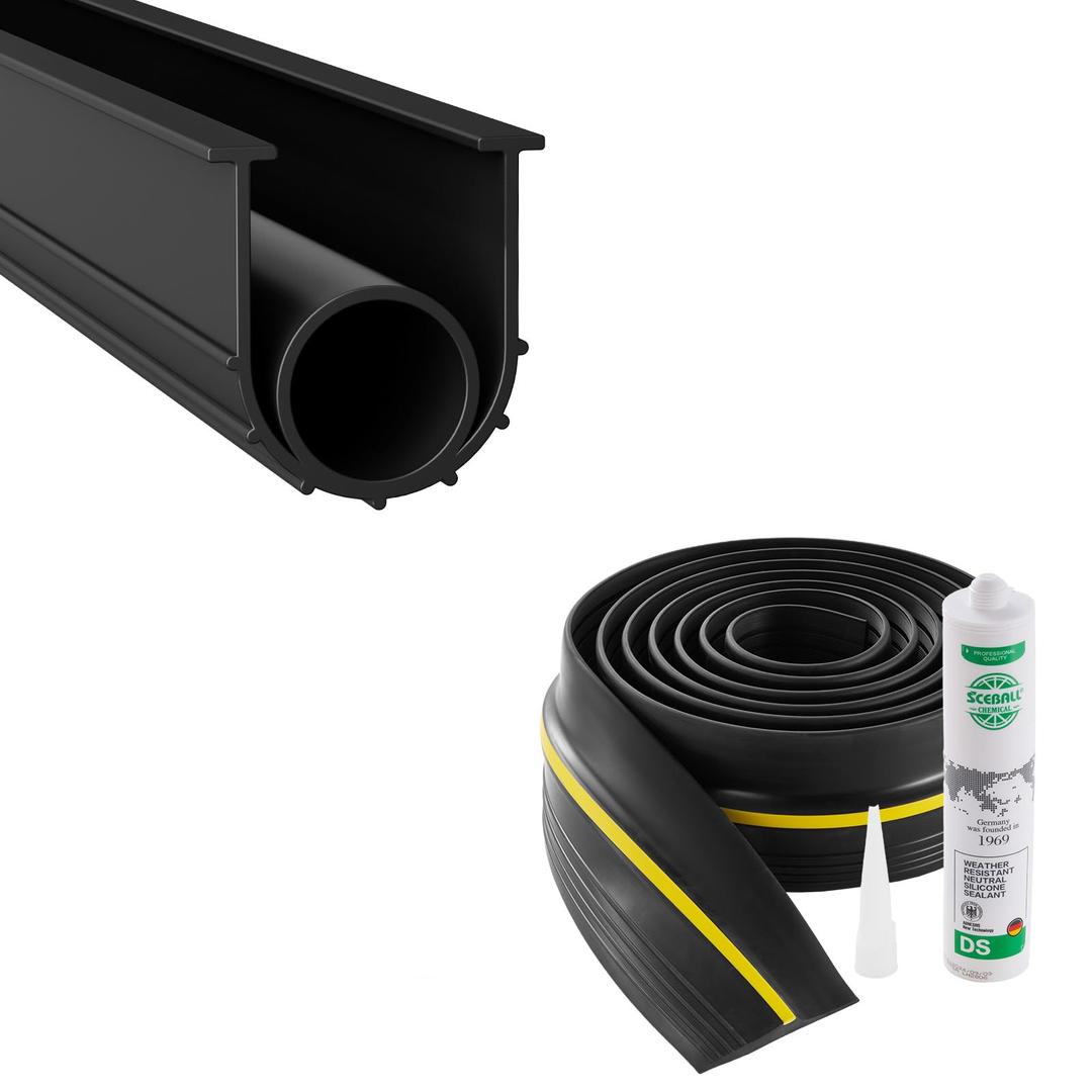 VEVOR Garage Door Threshold and Bottom Seals Kit, 10 FT U Shape+O Ring Universal Garage Door Bottom Seal Weatherstrip PVC, Combine with Weatherproof Garage Threshold Seal Strip with Adhesive, Black