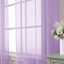 Aiyufeng Light Purple Sheer Curtain Panels Pair Sold 84 Inch Length, Light Filtering Window Curtain Drapes Treatment for Kitchen, Bedroom/Children Room, Voile Top Dual Rod Pocket, 40x84", Pack of 2