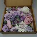 Floweroyal Artificial Flowers Combo Purple Flowers Mix Silk Flowers Dahlia Roses with Stems for DIY Wedding Bridal Bouquets, Baby Shower, Floral Arrangement, Table Centerpieces, Home Decorations.