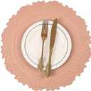 Noctiflorous Round Faux Leather 15 Inch Placemats Set of 6 Waterproof Wipeable Heat Resistant Tablemat for Dining Table Kitchen Non Slip Oilproof Table Place Mat for Indoor Outdoor(Pink, 6)
