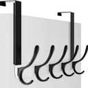 SKOLOO Over The Door Hook, Door Hanger Hooks for Hanging Clothes, Towels, Coats, Hats, Over The Door Towel Hook - Black on White, Assembly Required (1 Pack)