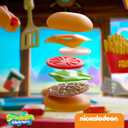 Spongebob Kids Kitchen Playset - Interactive Play Food with 2 Krabby Patty Burgers, Seafoam Shake, Kelp Fries, Spongebob Toys Kitchen Set for Kids Ages 3-5 Includes Velcro Dots