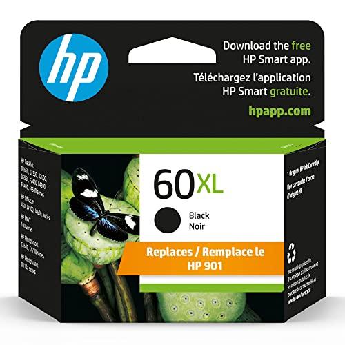HP 60XL Black Ink Cartridge, High-yield | Works with Printer Series: DeskJet D1660, D2500, D2600, D5560, F2400, F4200, F4400, F4580; ENVY 100; OJ J4500, J4680, 4500; PhotoSmart C4600, C4700, D110a