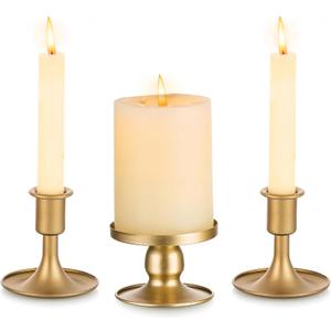Unity Candle Holder - Gold Unity Candle Holders for Weddings, Metal Gold Unity Candlestick Holder Set of 3, Decorative Unity Candle Stand for Wedding Ceremony Table Centerpiece Decoration Gift