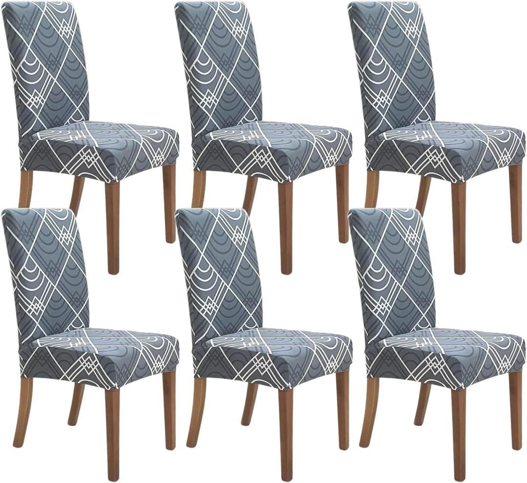 SPRINGRICO Chair Covers for Dining Room 6 Pack, Stretch Dining Chair Cover, Washable Spandex Kitchen Parsons Chair Slipcovers, Removable Seat Protector for Home or Party (Set of 6, Bora Bora)