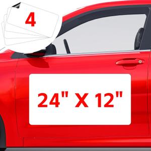 4 Pack Blank Car Magnets, 24" x 12" Car Door Magnets Signs, Rounded Corners Magnetic Vehicle Sign for Car to Advertise Business and Cover Company Logo, Prevent Car Scratches & Dents