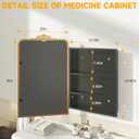 30"x 20"Bathroom Medicine Cabinet with Vintage Arched Mirror - All-Metal Gold Medicine Cabinets with Hand-Painted Aluminum Door Frame, 2 Stable & Removable Shelves, Black