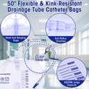 4000ml Urinary Drainage Bag, 3 Pack Catheter Bags for Women and Men, Professional High Capacity Urinary Drainage Bags with Anti-Reflux Chamber,50” Drainage Tube, Adjustable Clips & Hanging Hook