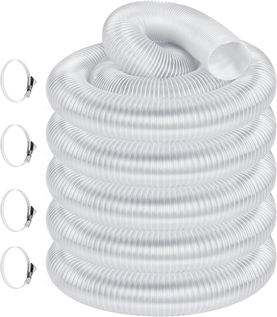 4" x 50' Heavy PVC Dust Collection Hose,Flexible Clear Debris and Fume Collection Hose with Stainless Steel Hose Clamps for Dust Collectors with 4" Ports, Ideal for Shop Vacuums