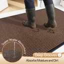 Amyracel Front Door Mat 3x10, Heavy Duty Waterproof Indoor Outdoor Doormat, Brown