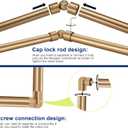 Warm Gold Corner Window Curtain Rods with Aluminum End Cap Finials and Brackets,1 Inch Diameter Bay Window Curtain Rods,2 Sided 36-72 Inch Adjustable Drapery Rod