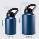Fijinhom Insulated Half Gallon Jug, Large 64oz Stainless Steel Insulated Water Bottles with Handle, Double-Wall Vacuum Insulation for Construction Sites, Camping and Hiking, Blue