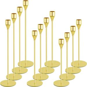Gold Candlestick Holder Set of 12 for Taper Candles, Decorative Candle Holders Bulk Candle Stick Holders Taper Candle Holders for Table Centerpiece Wedding Dinning Party Anniversary Home Decor