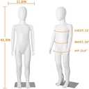 SHAREWIN Kid Mannequin Full Body Adjustable Faceless Mannequin Torso Child Dress Form Realistic Adjustable Detachable Manikin Body Display with Metal Base for Children 43.3 Inches