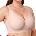 Vertvie Jelly Bras for Women Plus Size Minimizer Soft Wireless Push Up Bra Full Supportive Older Lift Back Coverage Bralette (Nude, 40DD)