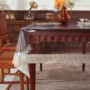 Clear Vinyl Tablecloth, PVC Rectangle 100% Waterproof Oil Proof Clear Table Cloths Lace, Table Protector for Indoor Outdoor Holidays Party Decor. (60" x 120")