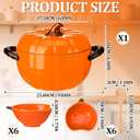 Qinyoung Pumpkin Ceramic Pot with Lid & 6 Set Fall Ramekins and Wood Spoons, soup pot about 54 oz, bowl about 6 oz