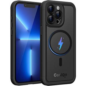 COOLQO Magnetic for iPhone 13 Pro Case, Dual Layer Matte Scratch-Resistant, Black