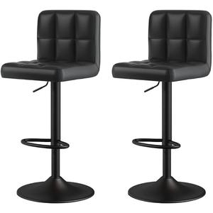 BK&MF Modern Swivel Bar Stools Set of 2, Adjustable Height PU Leather Bar Stools with Chrome Plated Base Kitchen Barstools for Kitchen Island, Home, Office,D,38.5x113cm(15x44inch)