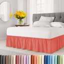 Wrap Around Dust Ruffle Bed Skirt - Coral - for Queen Size Beds with 18 Inch Drop - Easy Fit Elastic Strap - Adjustable Pleated Bedskirt w/Brushed Fabric - Wrinkle Free - for Women, Men, Kids & Teens