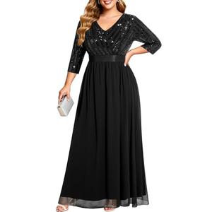 Talisea Black Formal Dresses for Women Plus Size Long Gowns Evening Ball Elegant Gala Mother of Bride Sequin Prom Dress, 18W