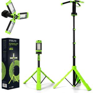 Rechargeable LED Camping Light with Tripod Stand, 2700 Lumen Portable Work Light, IP65 Waterproof Magnetic Base Light for Outdoor Camping, Garage, Repair,Black (Green)