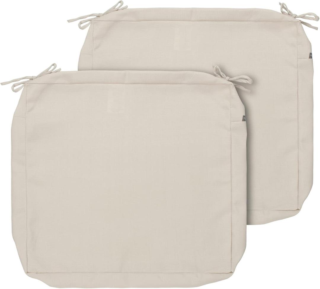 FUNHOME Outdoor Cushion Covers 20 x 18 x 4 inch,Set of 2,Replacement Seat Cushion Cover for Patio Furniture Chair,Water Resistant,Fade-Resistant Slipcover Only,No Insert(Light Beige)