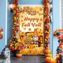 Fall Decorations - Happy Fall Y'all Door Cover Autumn Thanksgiving Door Banner Thanksgiving Dwarf Pumpkin Banner Photo Background for Autumn Harvest Party Supplies