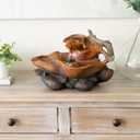 Alpine Corporation 9" Tall Indoor Tabletop Tiered Leaf Hand-Painted Fountain with LED Lights