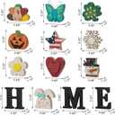 Glitzhome Interchangeable Home Table Signs with 13 Pcs Seasonal Icons, Wooden Changeable Home Sign for Holiday Decor, HOME Letter Sign Ornaments Set Interchangeable Holiday Decorative Shelf Blocks