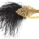 1920s Headpiece Great Gatsby Accessories Flapper Headband Wedding Headpieces for Bride Roaring 20's Art Deco Hair Clip (08gold)