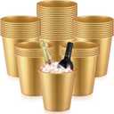 Layhit 48 Pcs Plastic Ice Buckets for Parties 3 Liters Wine Bucket Portable Ice Holder Disposable Wine Cooler for Party Wedding Party Beverages Champagne Soda and Beer(Gold)
