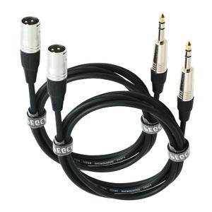 XLR to 1/4" TRS Jack Cable - 3ft, 6.35mm TRS to XLR Male, Quarter Inch TS Male Balanced Interconnect Wire Mic Cord, 2Pack