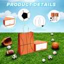 Leezmark 28 Pcs Sports Party Favor Bags - Sports Theme Paper Gift Bags with Handles for Basketball Soccer Baseball Football, Kids Sports Birthday Party Decorations & Goodie Bags