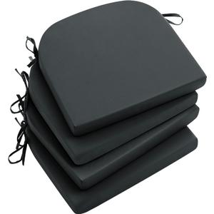 Qirroboni Outdoor Chair Cushion Set of 4, Waterproof Round Corner Seat Cushions for Patio Furniture, Fade Resistant Garden Couch Pads, 17" x 16" x 2", Indoor Dining Chair Pad Set, Dark Grey