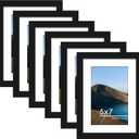 PEALSN 5x7 Picture Frame Set of 6, Display Pictures 4 x 6 with Mat or 5 x 7 without Mat for Wall Mounting or Table Top Display, Photo Frames Collage for Wall Decor, Black