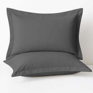 2 Pack Pillow Shams King Size 20x40 600 Thread Count 100% Organic Cotton Grey Pillow Covers with 2 Inch Decorative Flange, Soft & Smooth Premium Hotel-Quality Pillowcases Set of 2