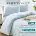 WhatsBedding 3 Pieces Duvet Cover Set Twin Size - Prewashed Bedding Set, Extra Comfy & Breathable Cooling Comfoter Cover, 1 Duvet Cover and 1 Pillowcase, 68x90 (Light Blue, Twin)