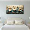 GYJAGHL 3D Canvas Wall Art, White with Orange Peony Flower, Textured Oil Painting Style, Framed Abstract Floral Wall Art for Living Room Decor White Orange Yellow Modern Daisy Artwork Canvas Prints Bedroom Kitchen Office Modern Painting Home Decor 20" x 40"